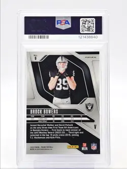 BROCK BOWERS 2024 PANINI PRIZM ROOKIE SILVER VARIATION A RC PSA 9 Q1825 - Image 2