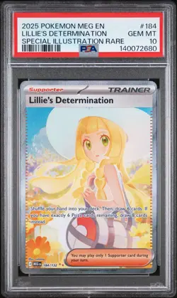 2025 POKEMON MEG EN-MEGA EVOLUTION #184 LILLIE'S DETERMINATION PSA 10 - Image 1