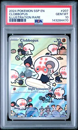 2024 POKEMON SSP EN-SURGING SPARKS ILLUSTRATION RARE #207 CLOBBOPUS PSA 10 - Image 1