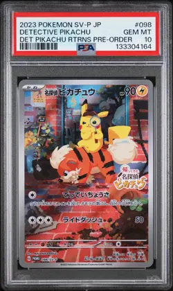 2023 POKEMON JAPANESE SV-P PROMO #098 DETECTIVE PIKACHU PSA 10 - Image 1