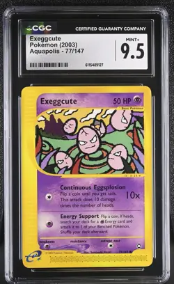 CGC MINT+ 9.5 Pokemon Exeggcute 77/147 2003 Aquapolis - Image 1