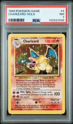 1999 POKEMON BASE SET UNLIMITED #4 CHARIZARD-HOLO PSA 7 - Image 1