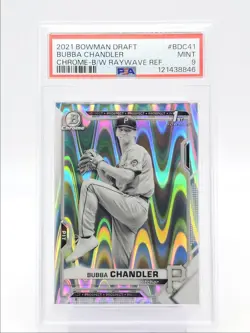 BUBBA CHANDLER 2021 BOWMAN CHROME DRAFT 1ST BLACK & WHITE RAYWAVE PSA 9 Q1825 - Image 1