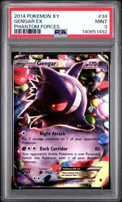 2014 POKEMON XY PHANTOM FORCES #34 GENGAR EX PSA 9 - Image 1