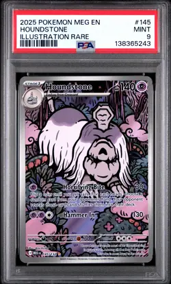 2025 POKEMON MEG EN-MEGA EVOLUTION ILLUSTRATION RARE #145 HOUNDSTONE PSA 9 - Image 1
