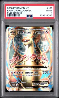 2016 POKEMON XY EVOLUTIONS #101 FULL ART/M CHARIZARD EX PSA 9 - Image 1