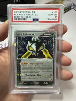 2005 Pokemon EX Rocket's Raikou Holo Deoxys #108 PSA 10 Gem Mint Chipped Corner - Image 3