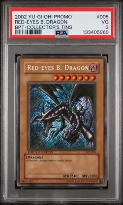 2002 YU-GI-OH! PROMO BPT-COLLECTOR'S TINS #005 RED-EYES B. DRAGON PSA 3 - Image 1