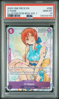 2025 ONE PIECE PROMOS ILLUSTRATION BOX VOL.1 #062 O-NAMI PSA 10 - Image 1