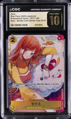 2025 ONE PIECE JPN RARE BANDAI #OP11-106 ZEUS CGC 10 PRISTINE - Image 1