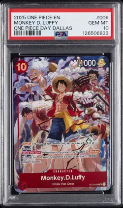 2025 ONE PIECE PROMOS ONE PIECE DAY DALLAS #006 MONKEY D. LUFFY PSA 10 - Image 1