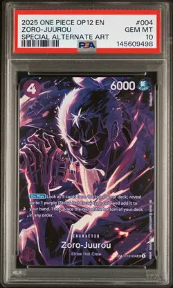 2025 ONE PIECE OP12-LEGACY OF THE MASTER #004 ZORO-JUUROU PSA 10 - Image 1