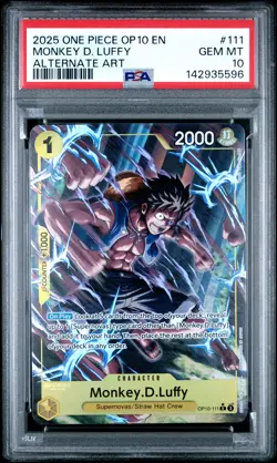 2025 ONE PIECE OP10-ROYAL BLOOD ALTERNATE ART #111 MONKEY D. LUFFY PSA 10 - Image 1