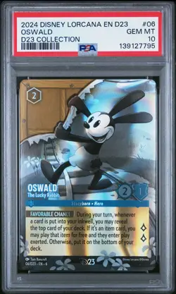 2024 DISNEY LORCANA EN D23-D23 EXPO PROMO #06 OSWALD - THE LUCKY RABBIT PSA 10 - Image 1