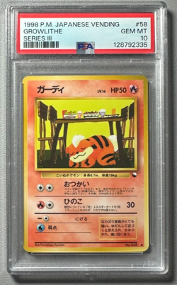 1998 Pokemon Japanese Vending Series III 3 #58 Growlithe PSA 10 Graded Card - Image 1