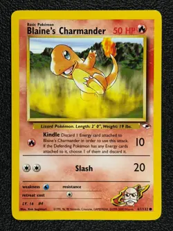 Blaine's Charmander 61/132 Gym Heroes Series Common Basic Pokemon Card 2000 NM - Image 1