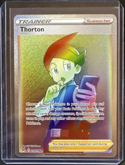 Pokemon TCG Thorton Rainbow Full Art Trainer Card 210/196 Lost Origin - Image 1