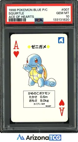 Pokemon 1998 Squirtle 007 Ace Of Hearts Blue Playing Card Japanese PSA 10 - Image 1