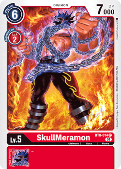 SkullMeramon BT8-014 C Common Red Digimion TCG Card Playset - Image 2
