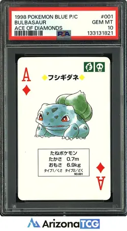 Pokemon 1998 Bulbasaur 001 Ace Diamonds Blue Playing Card Japanese PSA 10 - Image 1