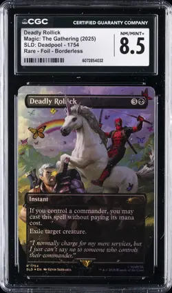 2025 MTG: DEADPOOL RARE-FOIL-BORDERLESS #1754 DEADLY ROLLICK CGC 8.5 - Image 1