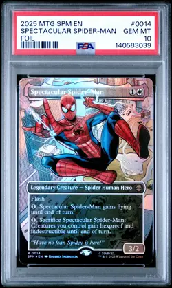 2025 MTG MARVEL'S SPIDER-MAN FOIL #0014 SPECTACULAR SPIDER-MAN PSA 10 - Image 1