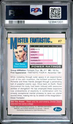 1991 MARVEL UNIVERSE #7 MISTER FANTASTIC PSA 10 - Image 2