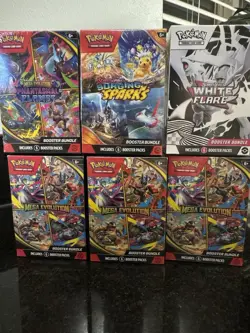 POKEMON TCG BOOSTER BUNDLE X6 LOT WHITE FLARE PHANTASMAL MEGA EVOLUTIONS SURGING - Image 1
