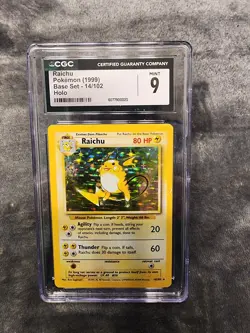 1999 Pokemon Base Set Raichu 14/102 Holo CGC 9 MINT WotC Vintage Rare - Image 1