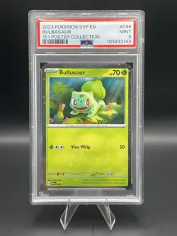 BULBASAUR 2023 POKEMON SVP EN BLACK STAR 151 POSTER COLLECTION #046 *PSA 9 MINT* - Image 1