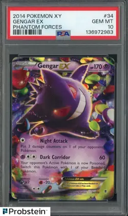 2014 Pokemon TCG XY Phantom Forces #34 Gengar ex PSA 10 GEM MINT - Image 1