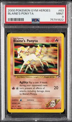 2000 POKEMON GYM HEROES #63 BLAINE'S PONYTA PSA 9 - Image 1