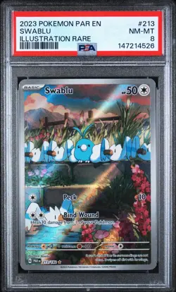 2023 Pokemon SV Paradox Rift Swablu #213/182 PSA 8 - Image 1