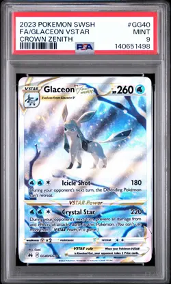 2023 POKEMON SWORD & SHIELD CROWN ZENITH #GG40 FULL ART/GLACEON VSTAR PSA 9 - Image 1