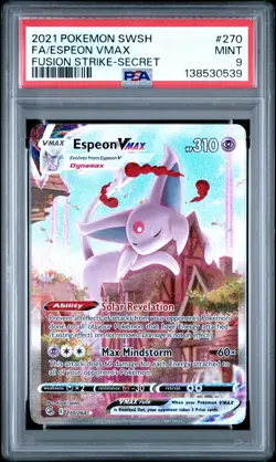 2021 POKEMON SWORD & SHIELD FUSION STRIKE SECRET #270 FULL ART/ESPEON VMAX PSA 9 - Image 1
