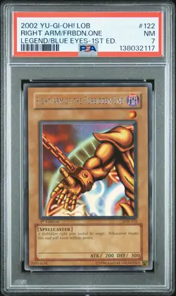2002 YU-GI-OH! LOB 1ST EDITION #122 RIGHT ARM OF THE FORBIDDEN ONE PSA 7 - Image 1