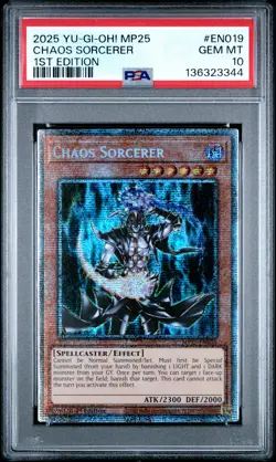 2025 YU-GI-OH! MP25-MEGA-PACK TIN 1ST ED #EN019 CHAOS SORCERER PSA 10 - Image 1