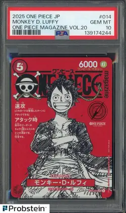 2025 One Piece TCG Japanese OP Magazine Vol.20 #014 Monkey D, Luffy PSA 10 - Image 1