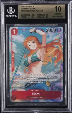 2022 ONE PIECE ROMANCE DAWN #OP01016 NAMI R ALT ART BGS 10 - Image 1