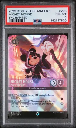 2023 DISNEY LORCANA EN 1-THE FIRST CHAPTER ENCHANTED #208 MICKEY MOUSE PSA 8 - Image 1