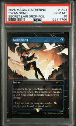 2025 MTG SECRET LAIR DROP HATSUNE MIKU: WINTER DIVA-FOIL #1591 SWAN SONG PSA 10 - Image 1