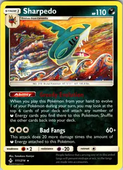 Sharpedo 111/214 SM - Unbroken Bonds Pokemon TCG NM Normal - Image 1