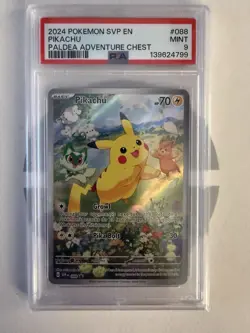 2024 Pokemon Paldea Adventure Chest Pikachu Promo #088 PSA 9 - Image 1