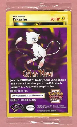 NEW SEALED 1999 Pokemon WB First Movie Black Star Promo Pikachu WOTC #4 - Image 1