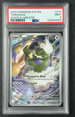 TORNADUS PSA 9 2025 POKEMON SVP EN #210 WHITE FLARE ETB 4560 - Image 1