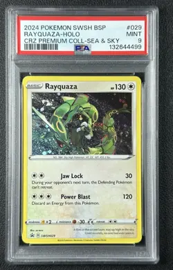 RAYQUAZA HOLO PSA 9 2024 POKEMON SWSH BSP #029 CRZ PREMIUM COLL SEA & SKY 4499 - Image 1