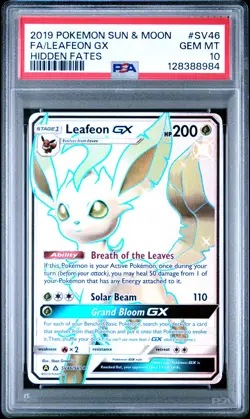 2019 POKEMON SUN & MOON HIDDEN FATES #SV46 FULL ART/LEAFEON GX PSA 10 - Image 1