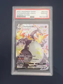 Pokemon TCG Charizard VMAX Holo Ultra Rare Card Shining Fates SV107/SV122 - Image 1