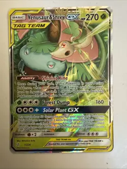 Pokemon Venusaur & Snivy GX Ultra Rare Holo SM - Cosmic Eclipse 1/236 - Image 1