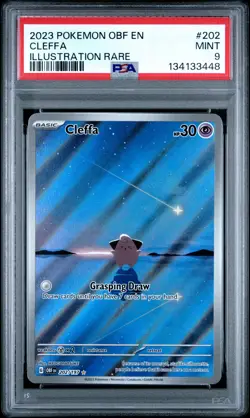 2023 POKEMON OBF EN-OBSIDIAN FLAMES ILLUSTRATION RARE #202 CLEFFA PSA 9 - Image 1